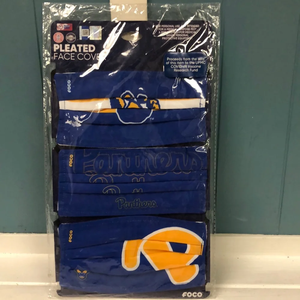 Foco 3 Pleated  Pitt Face‎ Cover Pittsburgh Panthers Official Collegiate Mask